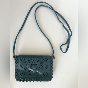 Elegant Blue Leather Crossbody Bag